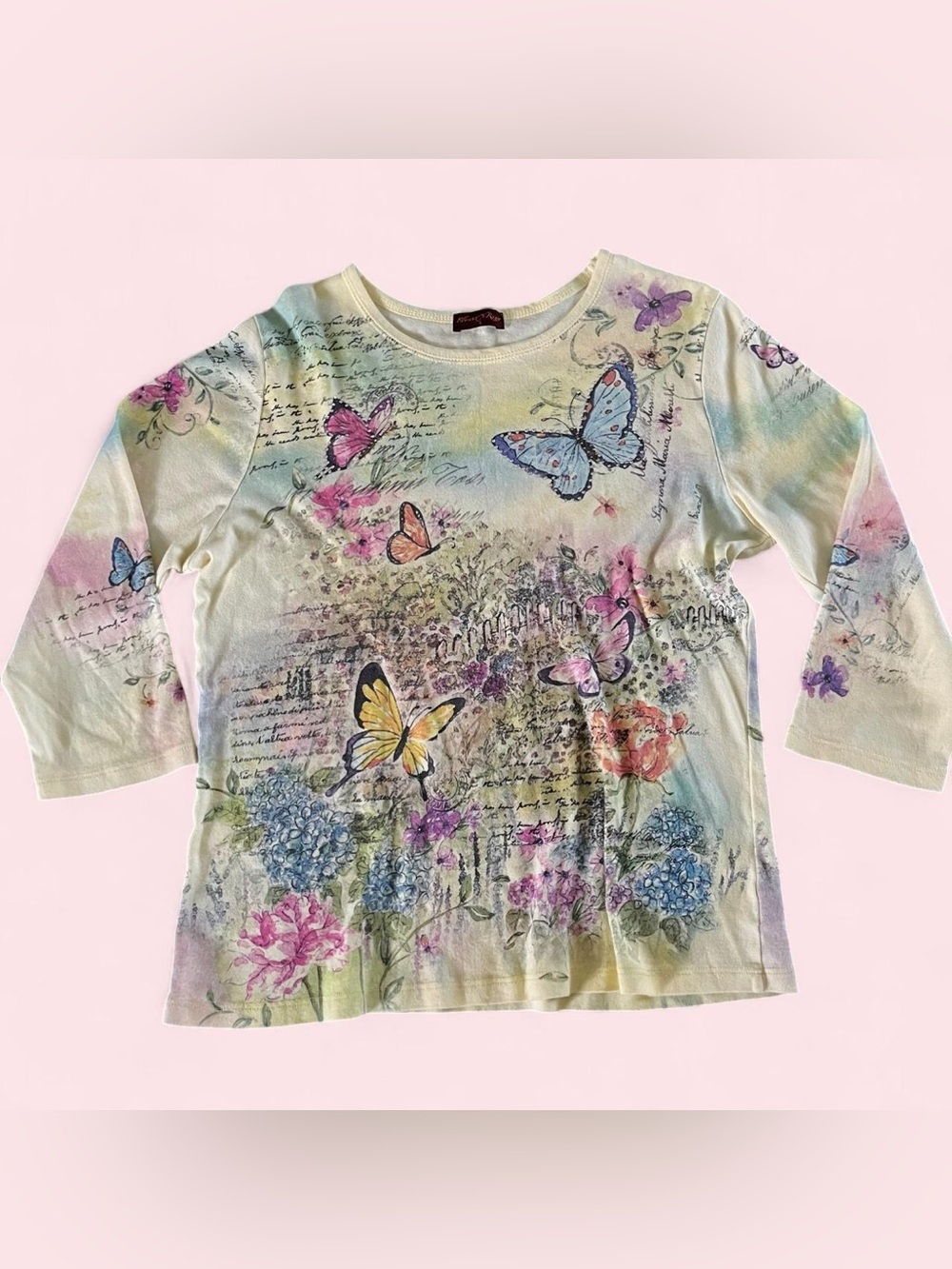 Butterfly Garden Pastel Floral Tee